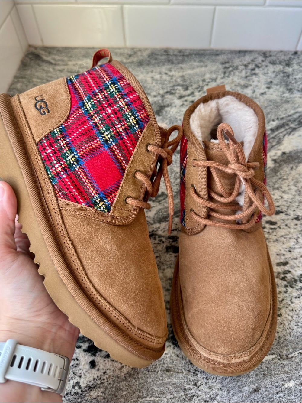 UGG Neumel Boot Plaid Tartan. Size 5Y = Women’s 7. EUC.